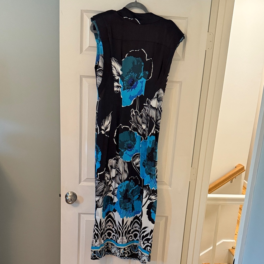 Karen Millen Black and Blue Floral Maxi Dress